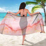 Pink Marble Print Beach Sarong Wrap