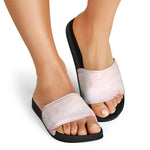 Pink Marble Print Black Slide Sandals