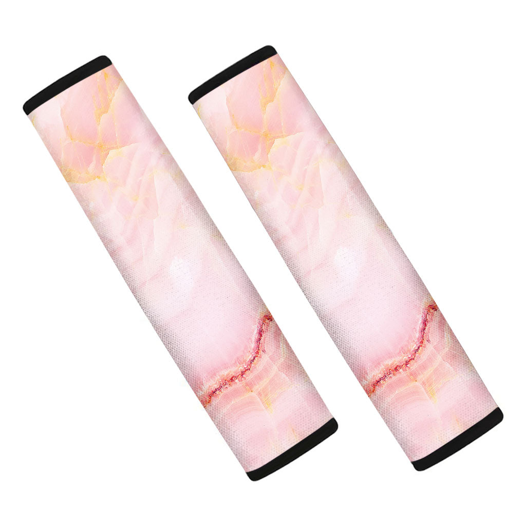 Pink Marble Print Car Seat Belt Covers