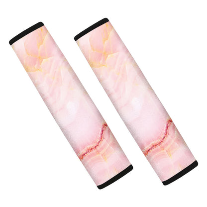 Pink Marble Print Car Seat Belt Covers