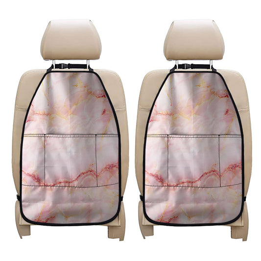 Pink Marble Print Car Seat Organizers