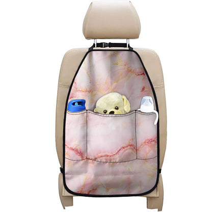 Pink Marble Print Car Seat Organizers