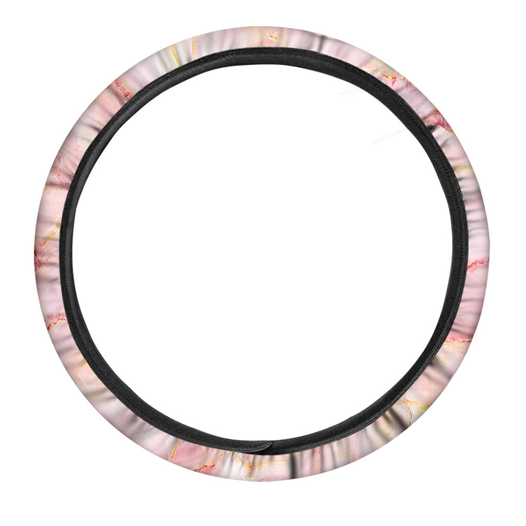 Pink Marble Print Car Steering Wheel Cover