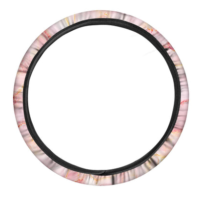 Pink Marble Print Car Steering Wheel Cover