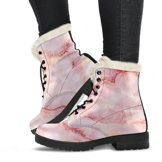 Pink Marble Print Comfy Boots GearFrost