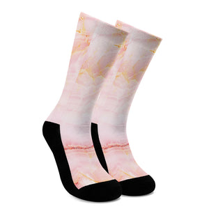 Pink Marble Print Crew Socks