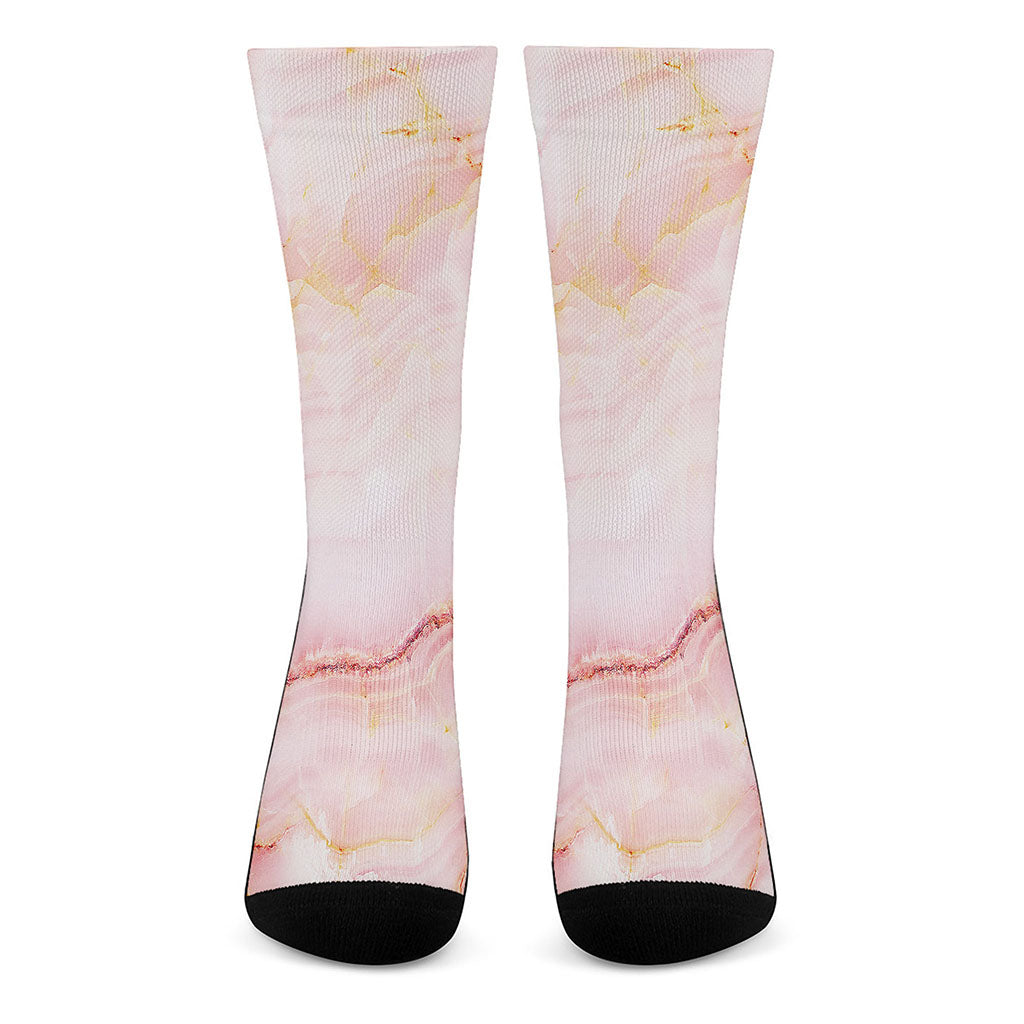 Pink Marble Print Crew Socks