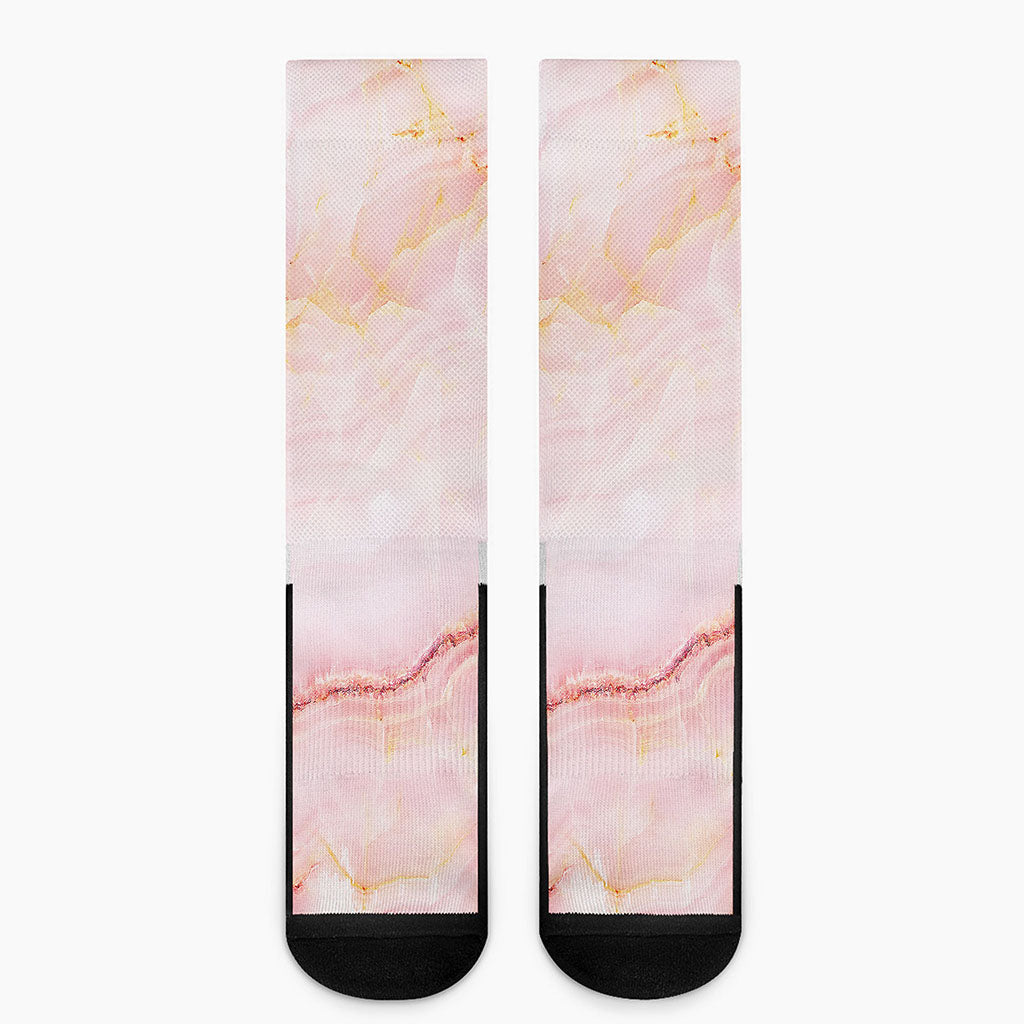 Pink Marble Print Crew Socks