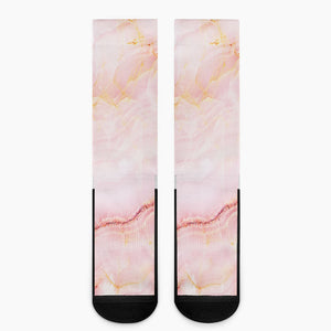 Pink Marble Print Crew Socks