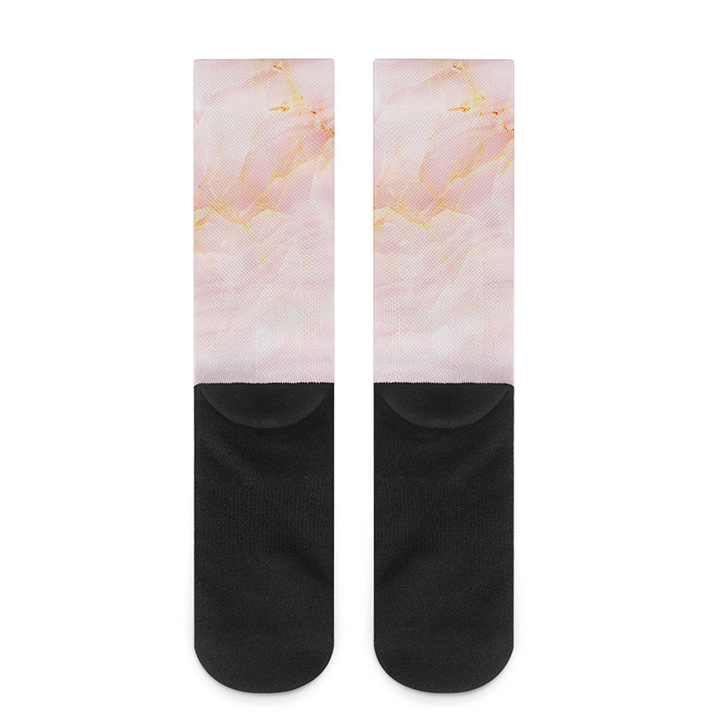 Pink Marble Print Crew Socks