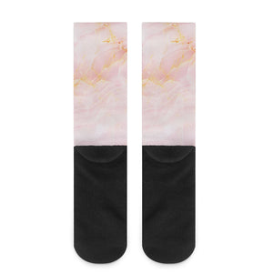 Pink Marble Print Crew Socks