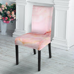Pink Marble Print Dining Chair Slipcover