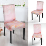 Pink Marble Print Dining Chair Slipcover