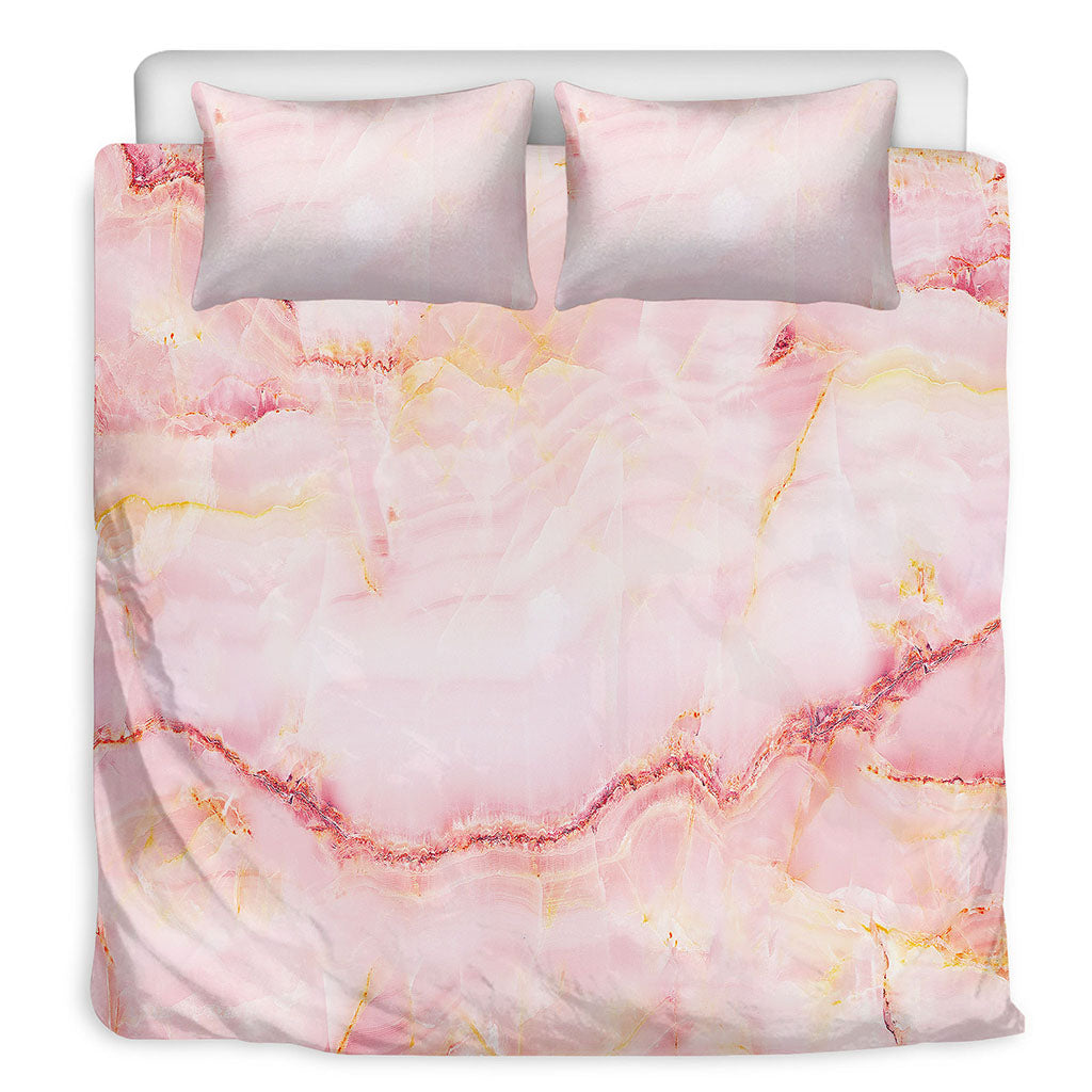 Pink Marble Print Duvet Cover Bedding Set