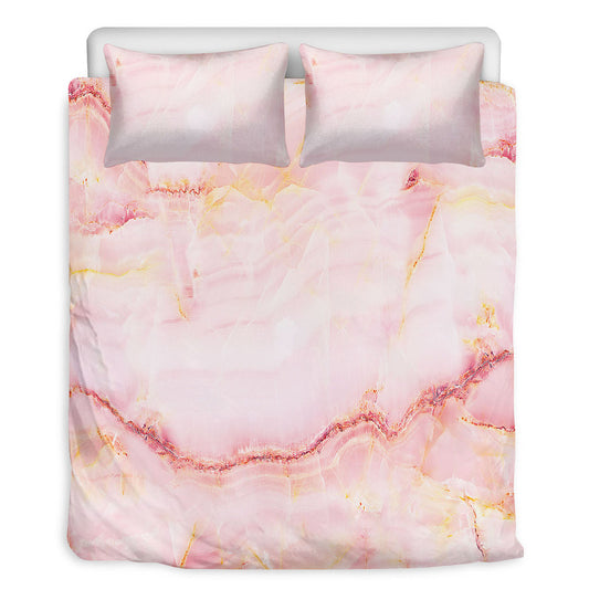 Pink Marble Print Duvet Cover Bedding Set