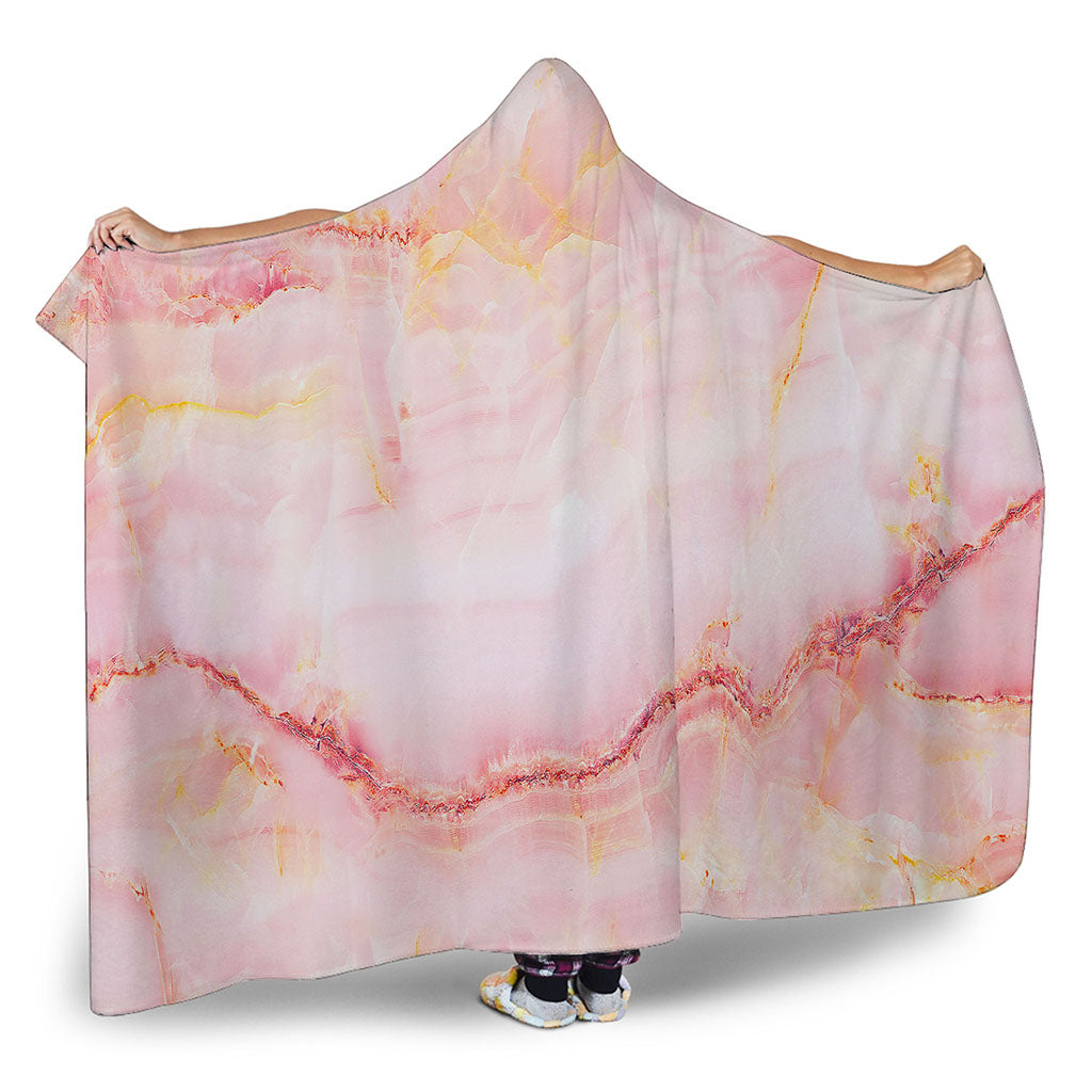 Pink Marble Print Hooded Blanket