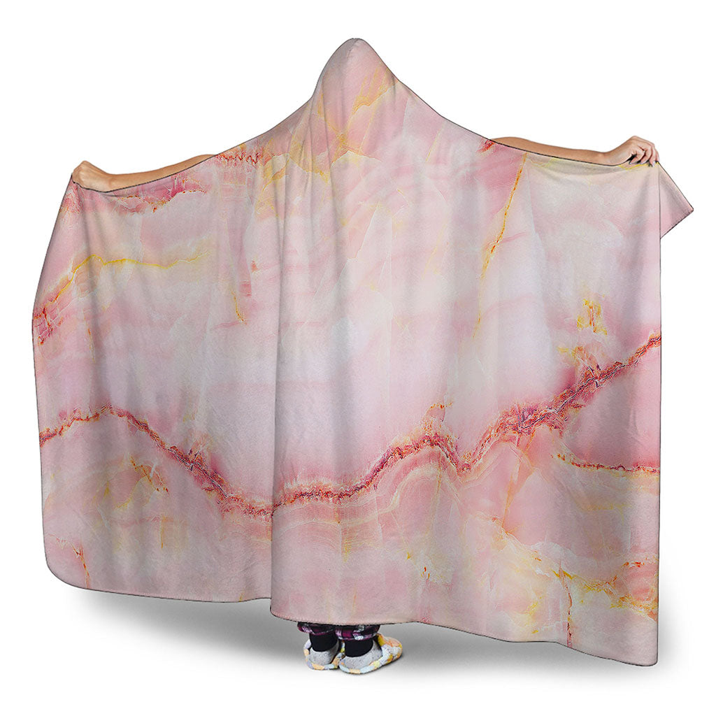 Pink Marble Print Hooded Blanket