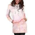 Pink Marble Print Pullover Hoodie Dress