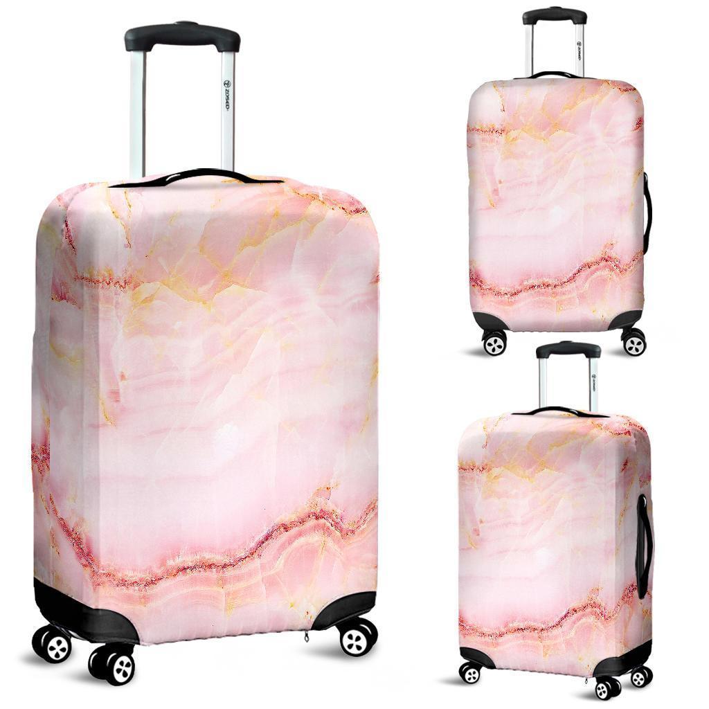 Pink Marble Print Luggage Cover GearFrost