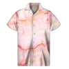 Pink Marble Print Men's Short Sleeve Shirt