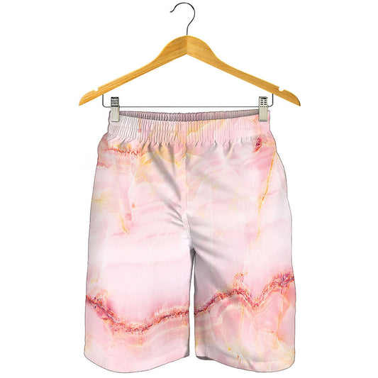 Pink Marble Print Men's Shorts