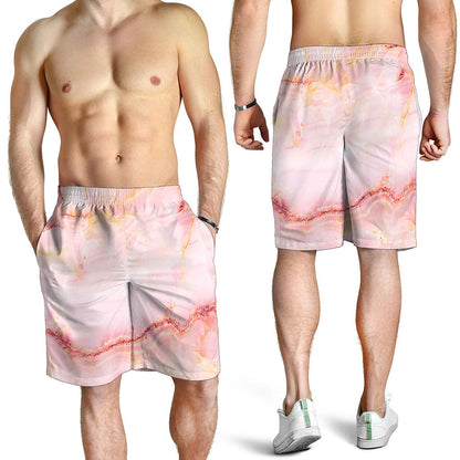 Pink Marble Print Men's Shorts
