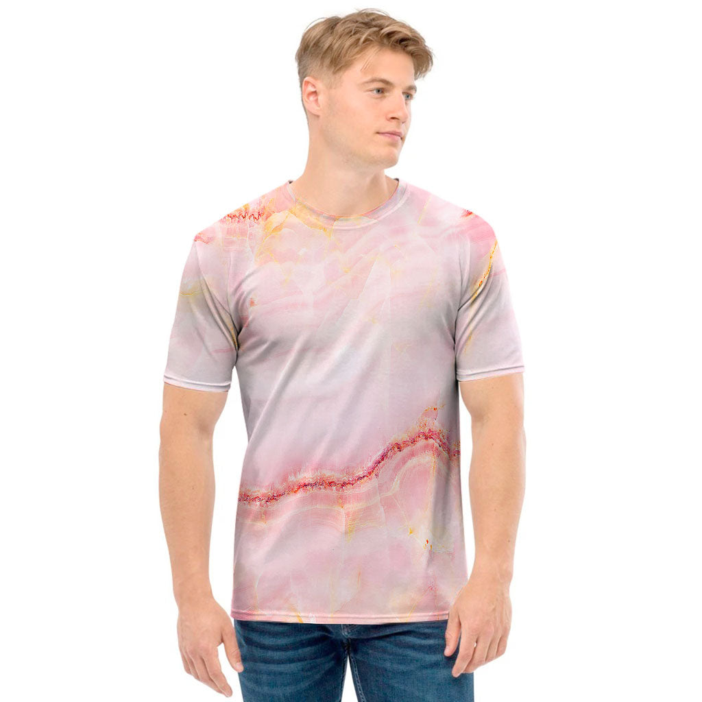 Pink Marble Print Men's T-Shirt