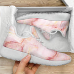 Pink Marble Print Mesh Knit Shoes GearFrost