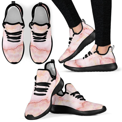 Pink Marble Print Mesh Knit Shoes GearFrost
