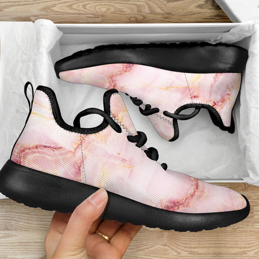 Pink Marble Print Mesh Knit Shoes GearFrost