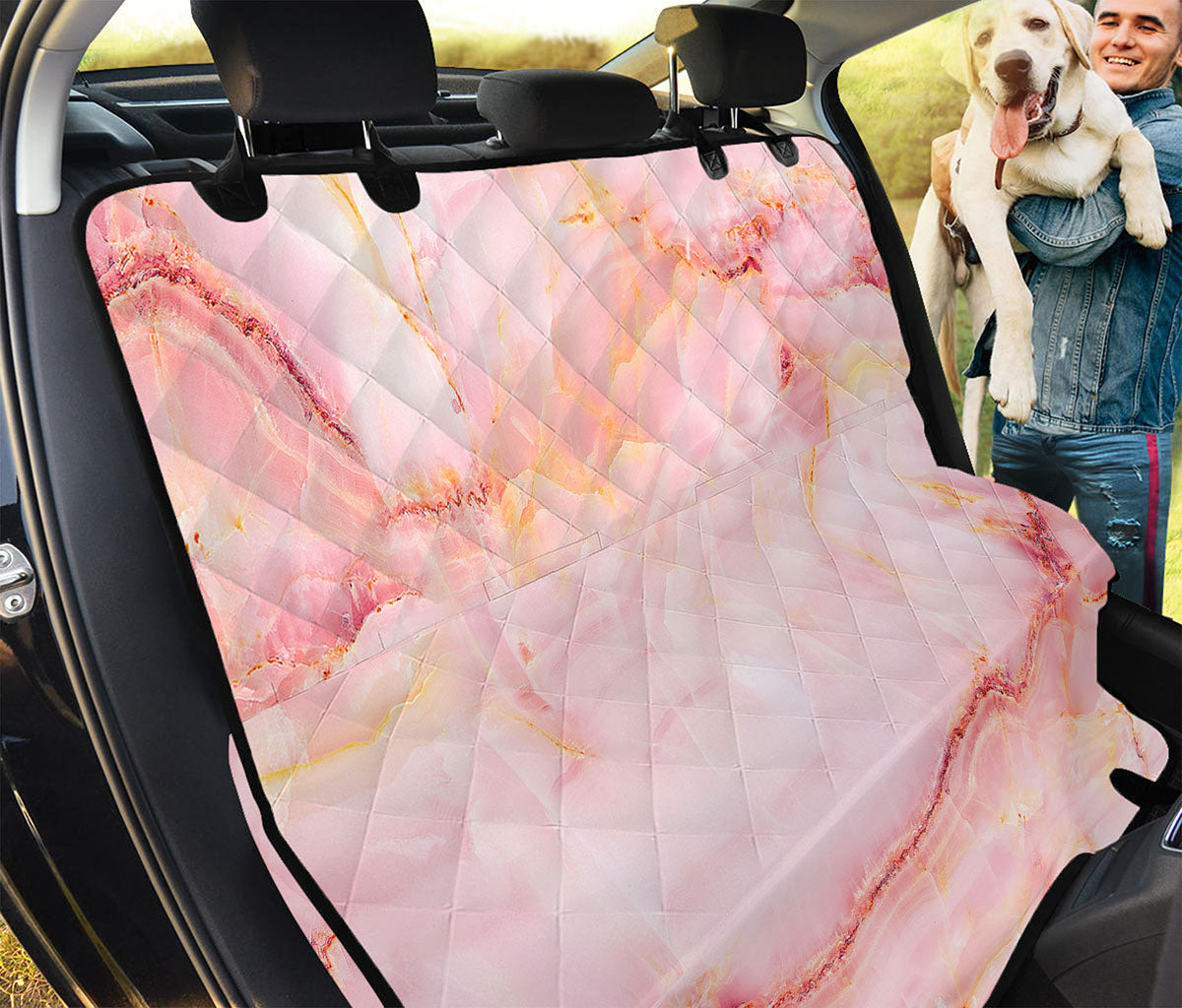 Pink Marble Print Pet Car Back Seat Cover