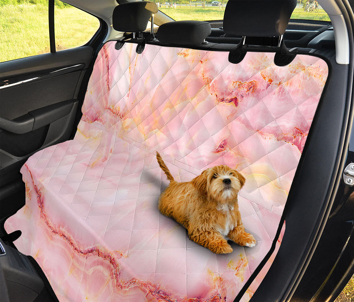 Pink Marble Print Pet Car Back Seat Cover