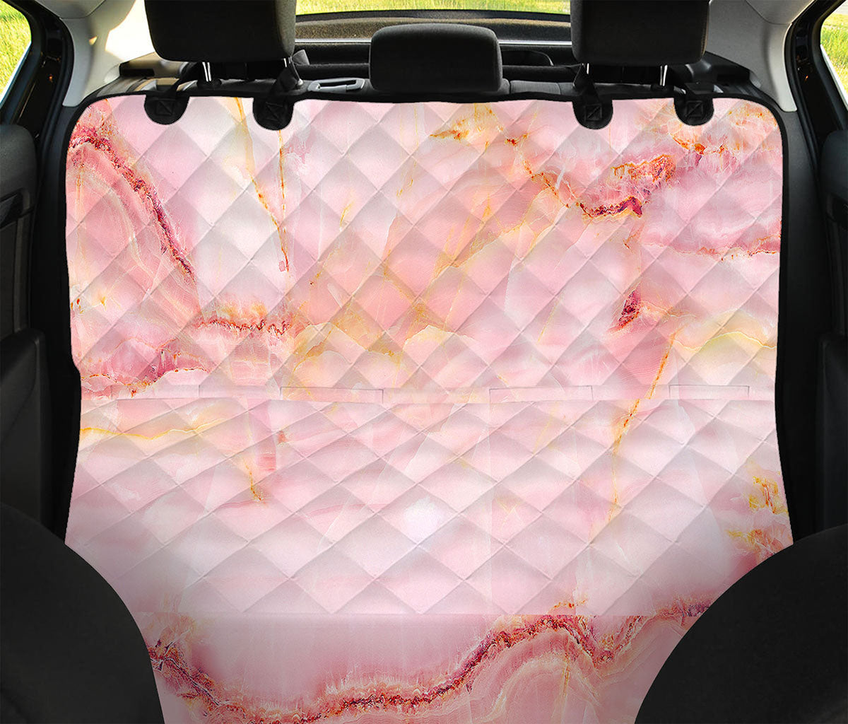 Pink Marble Print Pet Car Back Seat Cover