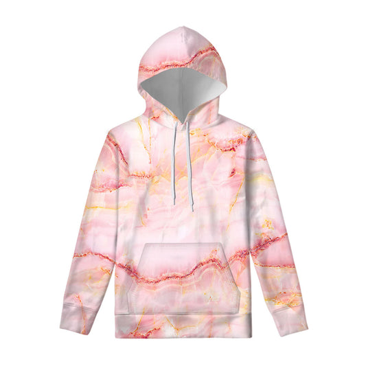Pink Marble Print Pullover Hoodie