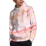 Pink Marble Print Pullover Hoodie