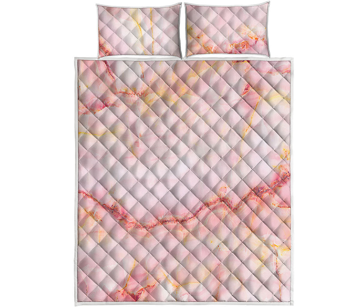 Pink Marble Print Quilt Bed Set