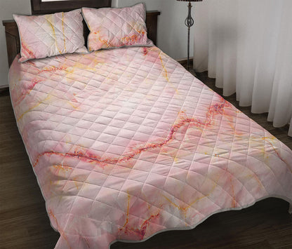Pink Marble Print Quilt Bed Set