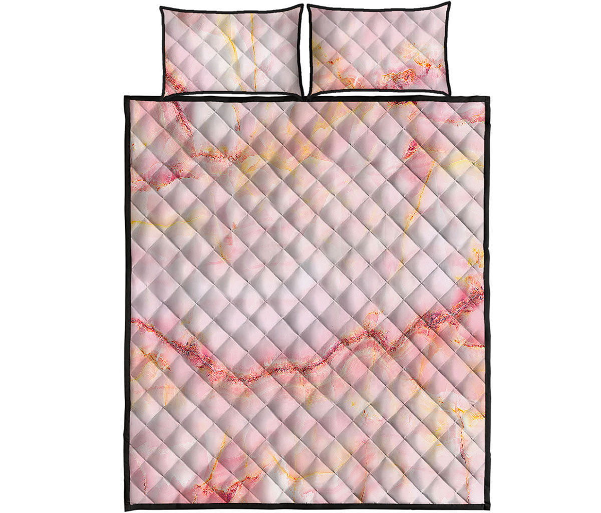 Pink Marble Print Quilt Bed Set