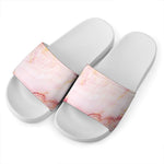 Pink Marble Print White Slide Sandals