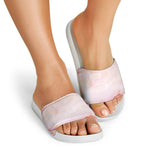 Pink Marble Print White Slide Sandals