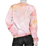 Pink Marble Print Women's Crewneck Sweatshirt GearFrost
