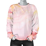 Pink Marble Print Women's Crewneck Sweatshirt GearFrost