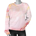 Pink Marble Print Women's Crewneck Sweatshirt GearFrost