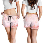 Pink Marble Print Women's Shorts