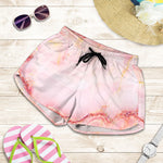 Pink Marble Print Women's Shorts