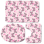 Pink Monarch Butterfly Pattern Print 3 Piece Bath Mat Set