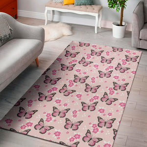 Pink Monarch Butterfly Pattern Print Area Rug