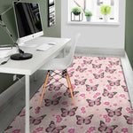 Pink Monarch Butterfly Pattern Print Area Rug