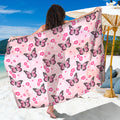 Pink Monarch Butterfly Pattern Print Beach Sarong Wrap