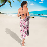 Pink Monarch Butterfly Pattern Print Beach Sarong Wrap